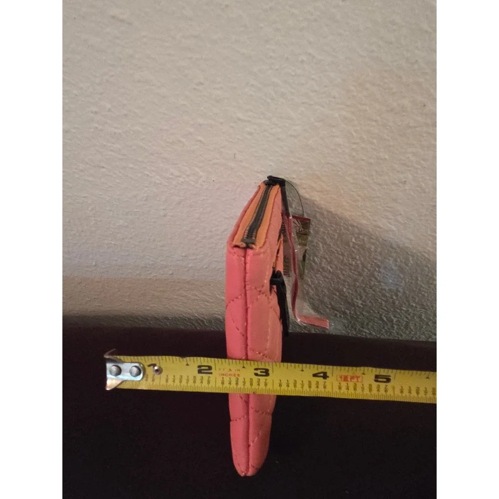 Badgley Mischka Diamond Quilting Clutch Coral Pink Wristlet Bag BM-4102-B NEW